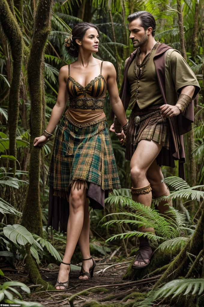 Costume for a dance of a mix of the highland coast and jungle for men and women that looks elegant and loose