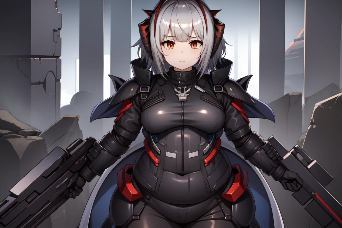 1girl, w_arknights, black bodysuit with blue parts, ancient space ruins, hi-tech armor pieces, face, mature