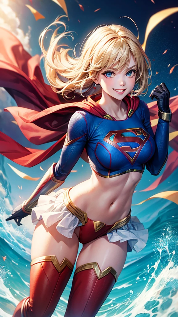 Supergirl, Grinning.