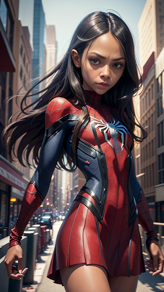 Zoe Saldana、マーベルコミックの映画Poster、so beautiful、Movies about Spider-Man、sexy、whole body、Wearing a skirt、Premiere Date、Poster、belly buttonを突き出す、new york、She's wearing a ripped Spiderman suit、The suit is torn、Wearing a skirt、Red and black color scheme、dynamic、masterpiece、Highest quality、Super detailed、Very detailed、Delicate and beautiful shine、Ultra-high resolution、Cinematic、break、breakドロップ、(Torn clothes:1.5)、(Wet clothes:1.4)、Bare shoulders、Real Rain、Wet Hair、belly button、Exposed Skin、sexyな肩を披露