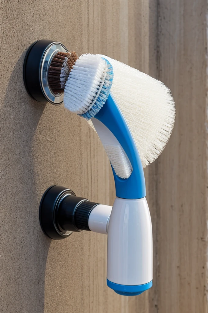 Sanitary brush with a can of water hugging and crying