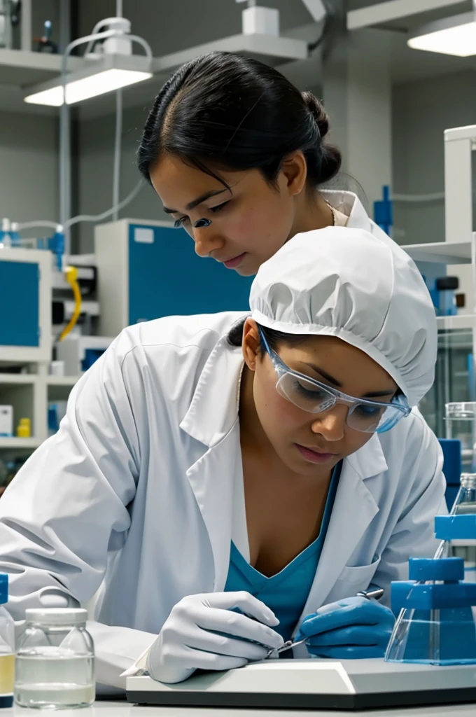 Scientist working in a laboratory video an atom splitting