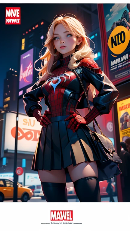 Anna Tove、マーベルコミックの映画Poster、so beautiful、Movies about Spider-Man、sexy、whole body、Wearing a skirt、Premiere Date、Poster、belly buttonを突き出す、new york、She&#39;s wearing a ripped Spiderman suit、The suit is torn、Wearing a skirt、Red and black color scheme、dynamic、masterpiece、Highest quality、Super detailed、Very detailed、Delicate and beautiful shine、Ultra-high resolution、Cinematic、break、breakドロップ、(Torn clothes:1.5)、(Wet clothes:1.4)、Bare shoulders、Real Rain、Wet Hair、belly button、Exposed Skin、sexyな肩を披露