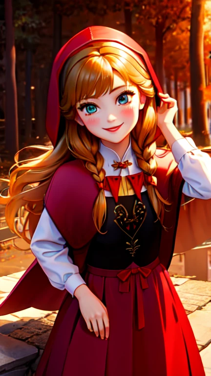 masterpiece, Highest quality, High resolution,Follow the prompts、Little Red Riding Hood、Long blonde、、smile、cute