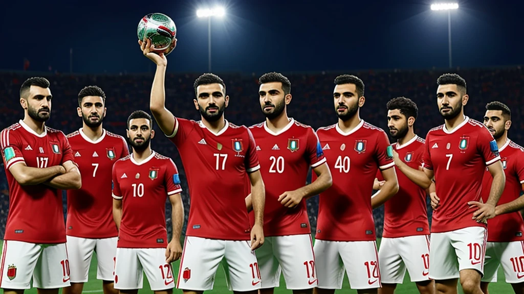 Create a 3-D image of the Turkish team for Euro 2024 football, like those holding a trophy in their hands , Create the players with Turkish flag jerseys