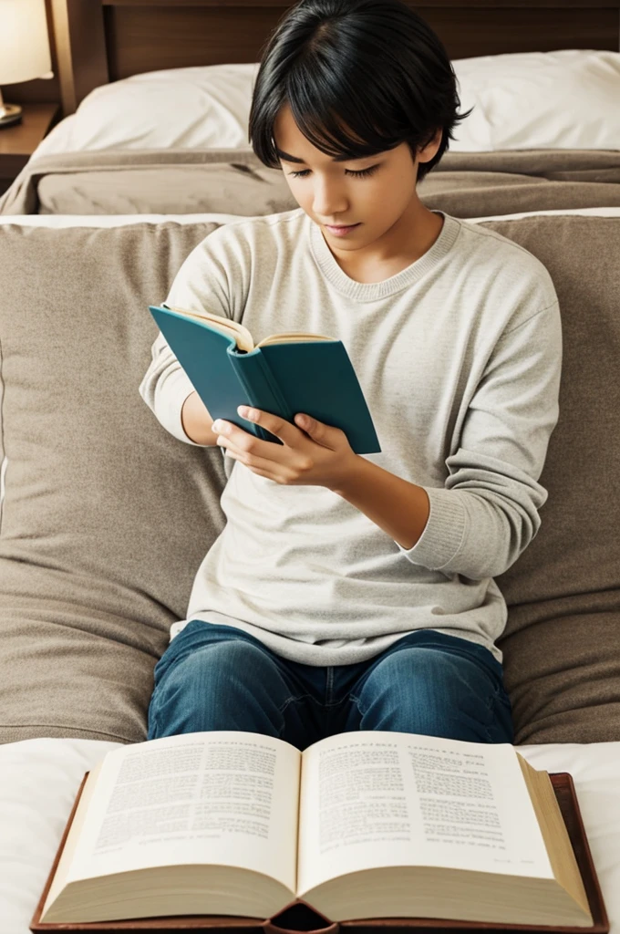 Make me a young millionaire who is reading a book and the Image is animated 