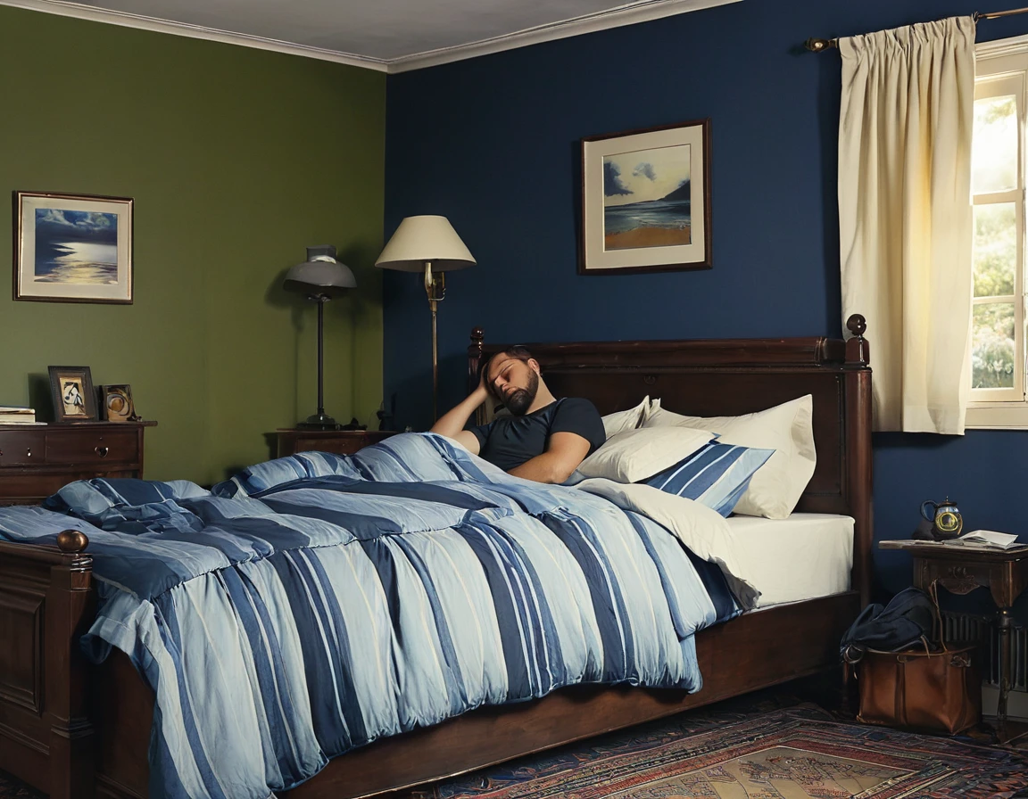 Then the man slept in his room