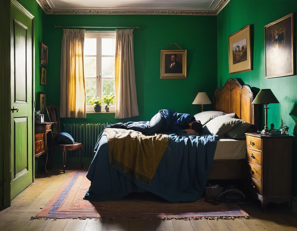 Then the man slept in his room
