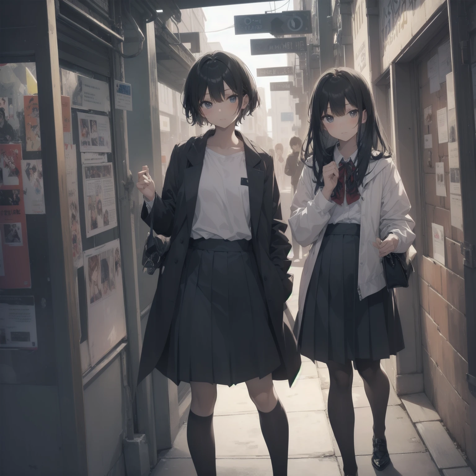 ultra-absurdres-Top quality by artist God, ultra-detailed, high resolution, anime moe artstyle, best anime 8k konachan wallpaper, pixiv contest winner, pool:2810, perfect anatomy,break, 1girl, (Please draw a girl walking sleepily to school alone. )break,(Solo,little female, 13-year-old:1.3),Full limbs, complete fingers,a junior high school student, (very short hair), short cut, flat chest, , small butt, small black eyes, beautiful detailed eyes, well-proportioned iris and pupils, expressive eyes, highres detailed hair, soft expression, salor school_uniform, sailor collar, serahuku, bow, pleated skirt,(Detailed Lighting), (Detailed background), in the School commute route. break,super detailed skin, Best cinematic lighting powered by famous artist, 8k,beauty illustration,photoshop_(medium),very aesthetic,break,((artist:sumiyao_(amam) )), artist:clamp ,artist:carnelian ,artist:kantoku ,