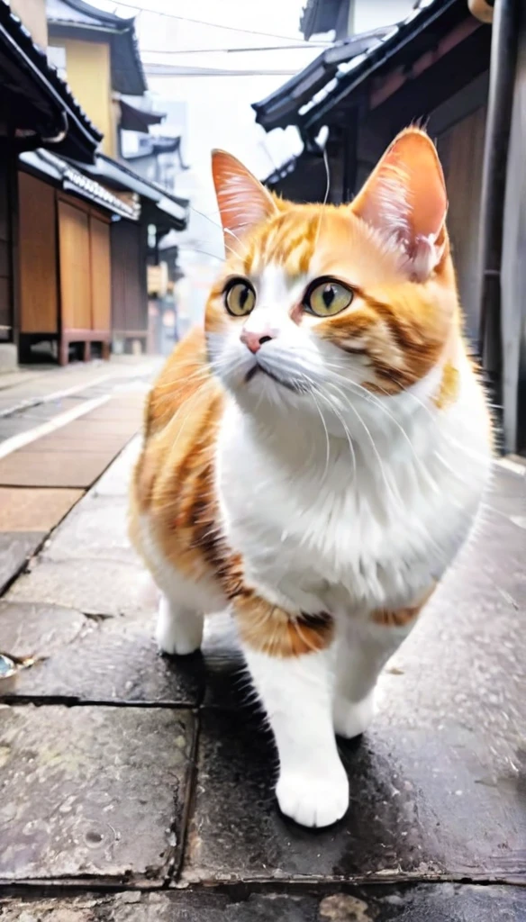 Three-haired cat、cute cat、Look at this、A perfect cat drawing、Walking Cat、stray cat、Japanese cityscape、