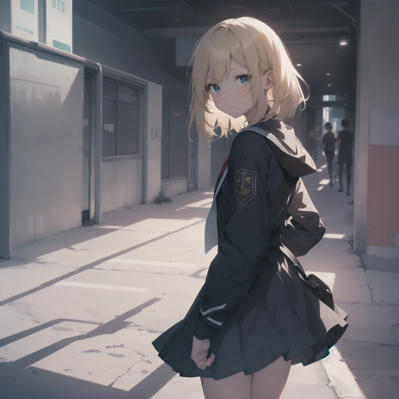 ultra-absurdres-Top quality by artist God, ultra-detailed, high resolution, anime moe artstyle, best anime 8k konachan wallpaper, pixiv contest winner, pool:2810, perfect anatomy,break, 1girl, (Please draw a girl walking sleepily to school alone. )break,(Solo,little female, 13-year-old:1.3),Full limbs, complete fingers,a junior high school student, (very short hair), short cut, flat chest, , small butt, small black eyes, beautiful detailed eyes, well-proportioned iris and pupils, expressive eyes, highres detailed hair, soft expression, salor school_uniform, sailor collar, serahuku, bow, pleated skirt,(Detailed Lighting), (Detailed background), in the School commute route. break,super detailed skin, Best cinematic lighting powered by famous artist, 8k,beauty illustration,photoshop_(medium),very aesthetic,break,((artist:mattaku_mousuke )), artist:clamp ,artist:carnelian ,artist:kantoku ,

