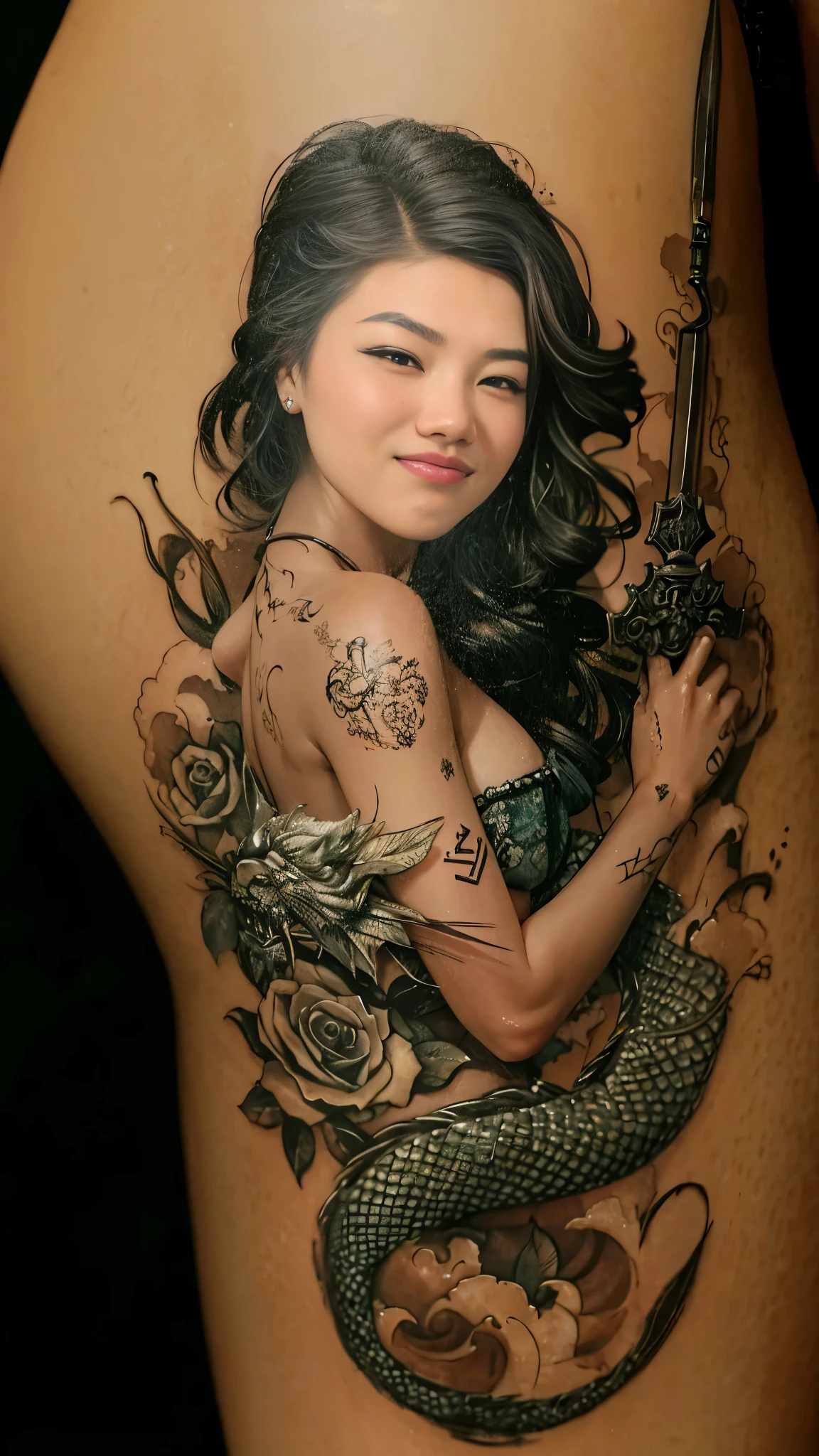 Pretty asian tattoo artist girl