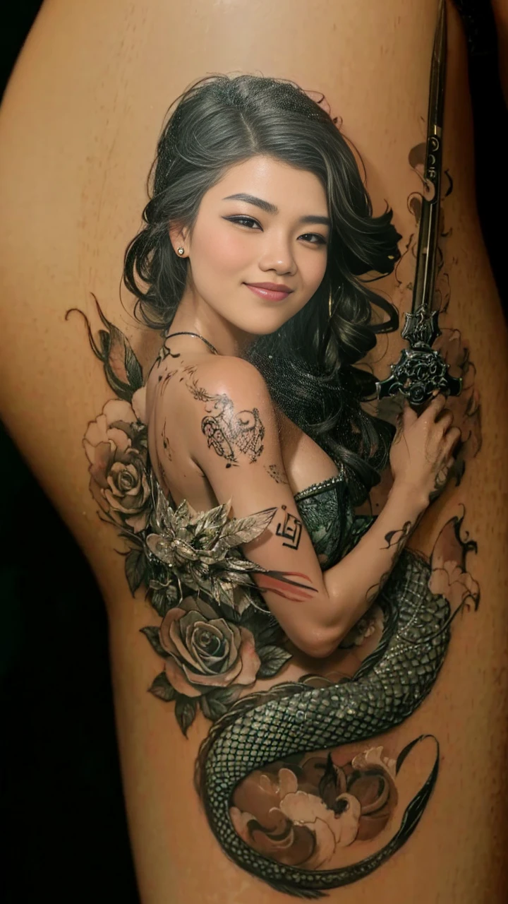 Pretty asian tattoo artist girl