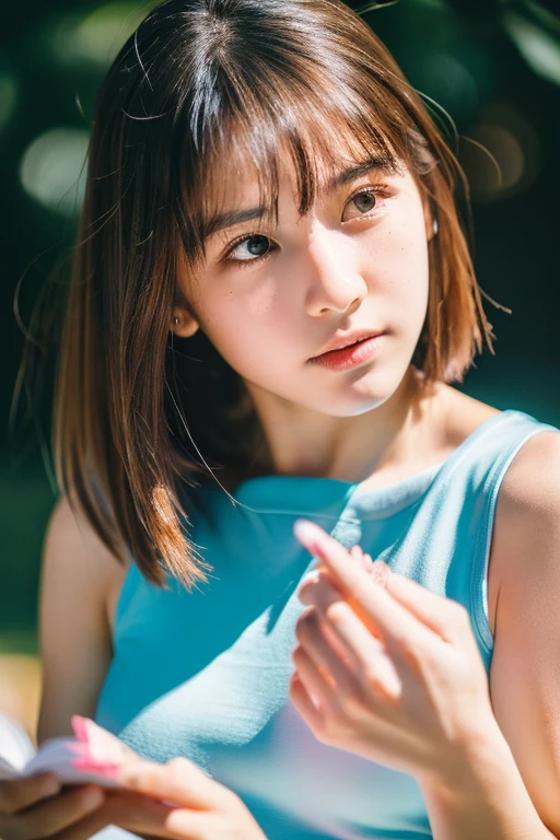 (Masterpiece), ((Top Quality)), ((8K Wallpaper)), ((Ultra High Resolution)), Good Composition, (Ultra Detail), Beautiful Art, Artistic, Realistic, Beautiful, Good Art, Landscape, Movie scene, shiny skin, detailed skin, fine skin, (beautiful hair), (beautiful eyes), (perfect anatomy), (realistic), five-fingered delicate hand, shot on canon, film grain, shot by Christopher Nolan, hard shadow, masterpiece, best quality, Intricate, High Detail, analog style, (soft focus:0.6), modelshoot style, film grain, photo of a beautiful girl, (((boyish and healthy girl))), (High school girl), abeautiful trained body , sweaty skin, short hair, (perfect eyes), (detailed eyes), (High school girl)
, impossible, absurd
, ((チョーカー))、白いブラウス