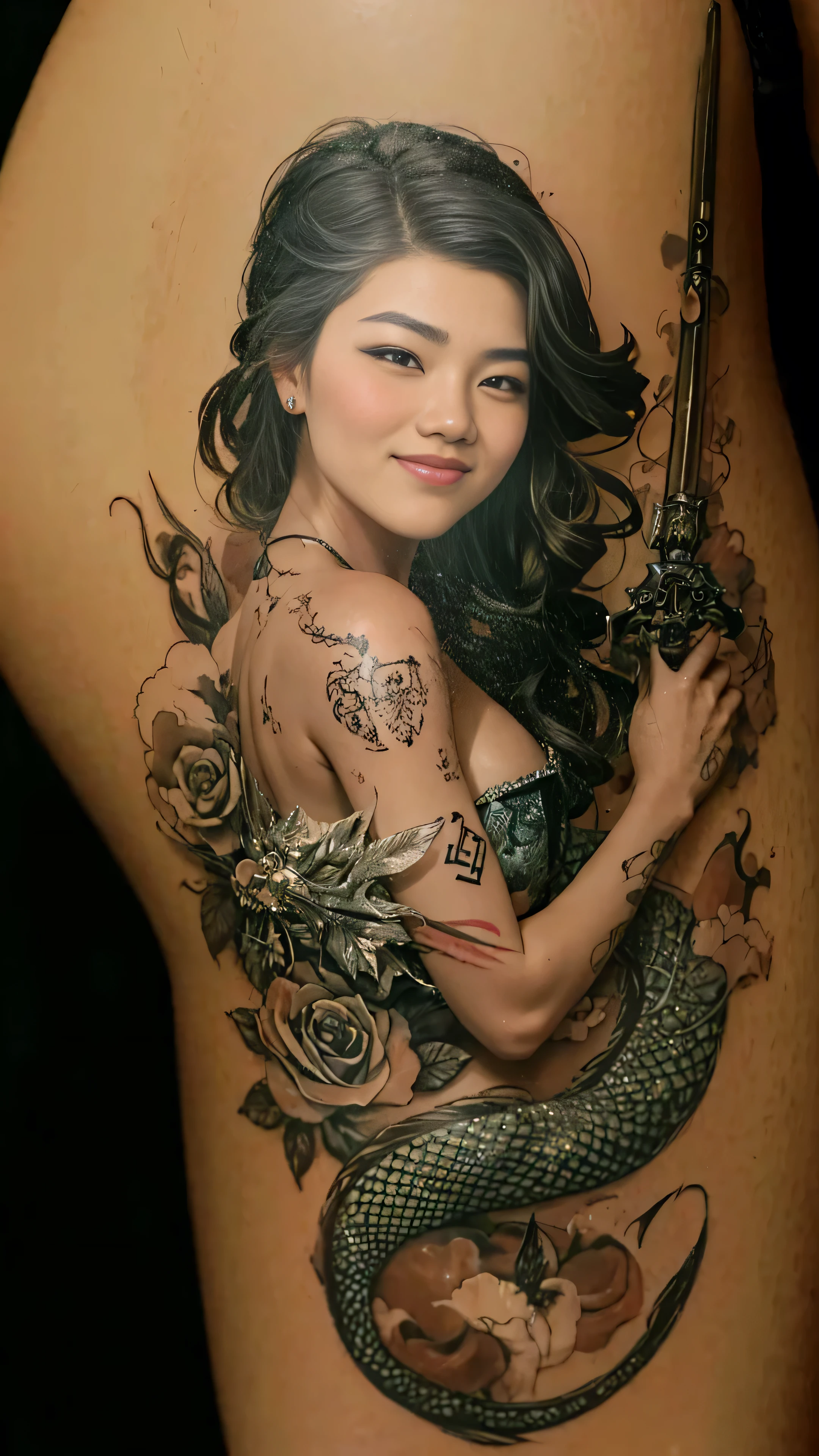 Pretty asian tattoo artist girl