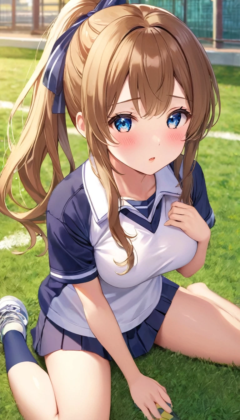{{{{{16k,Ultra High-resolution realistic photograph of neat virgin first-year junior high school girl's in School-designated gym uniform with junior high ribbon as pretty as a actress in Grass schoolyard, She's in the first year of middle school, but she's too well developed, her cleavage tits are too beautiful, Her bra is showing through under her gym clothes, Her tits are shaking so much in PE that it's embarrassing}}}}},{{Extremely detailed}},{{{{{dye her cheeks flush and integrated her head pure small, thick lips, Enchanting thick gross idol's Lips}}}}},{{{{{the bang ponytail hair}}}}},{{{{{She get more attractive and smoother her body, her expression and appearance are transformed into that of a pure, Her white tits are so fluffy, and are depicted in great detail, but her sex appeal from her cleavage fills the schoolyard, her bodyline and tits and hips are getting cuter and cuter, She has been reborn as a pretty one-in-a-thousand-year girl with a sparkling aura of cuteness}}}}}