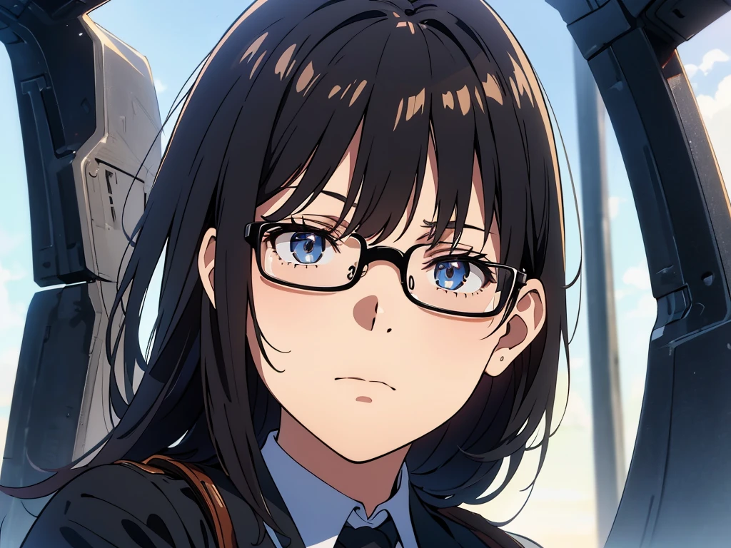 ."A determined FBI agent with black glasses and black hair stands in an open field, gazing up at the evening sky. The perspective places the viewer directly in front of him, capturing the intensity in his eyes as he contemplates the mysteries above, perhaps pondering the next move in a high-stakes investigation."