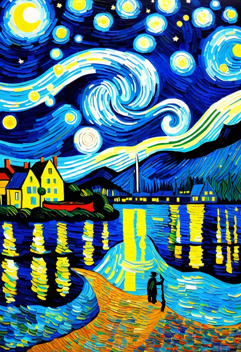 Inspirate en la noche la obra Vincent van Gogh's "Starry Night."