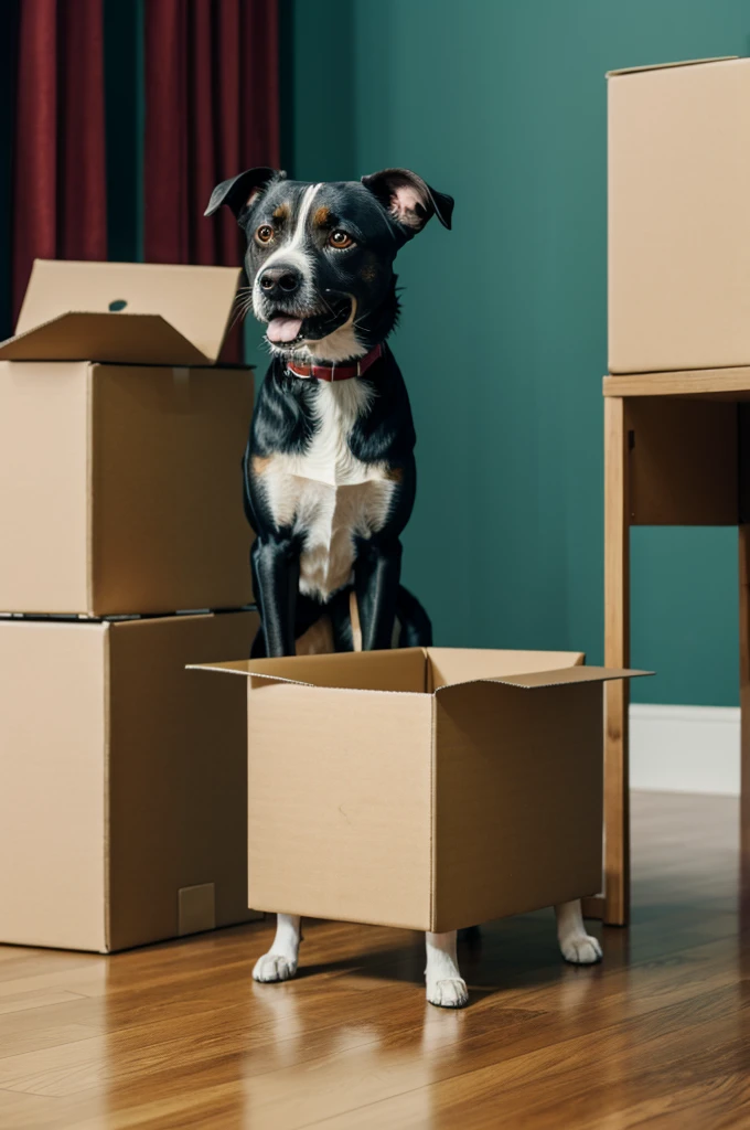 A dog on two legs and meets a box everything that is animated