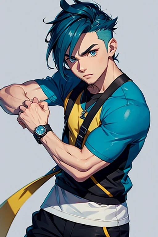 Blue team shirt with black details