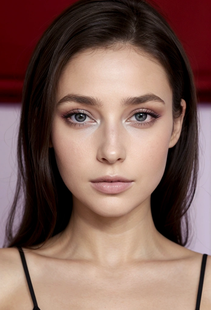 arafed, femme, à, vêtements noirs, fille sexy aux yeux bruns, portrait sophie mudd, cheveux bruns et grands yeux, selfie d'une jeune femme, Yeux de chambre, violette myers, sans maquillage, Maquillage naturel, regarder directement la caméra, Visage avec Artgram, Maquillage subtil, Superbe photo du corps entier, dans la chambre, clivage
