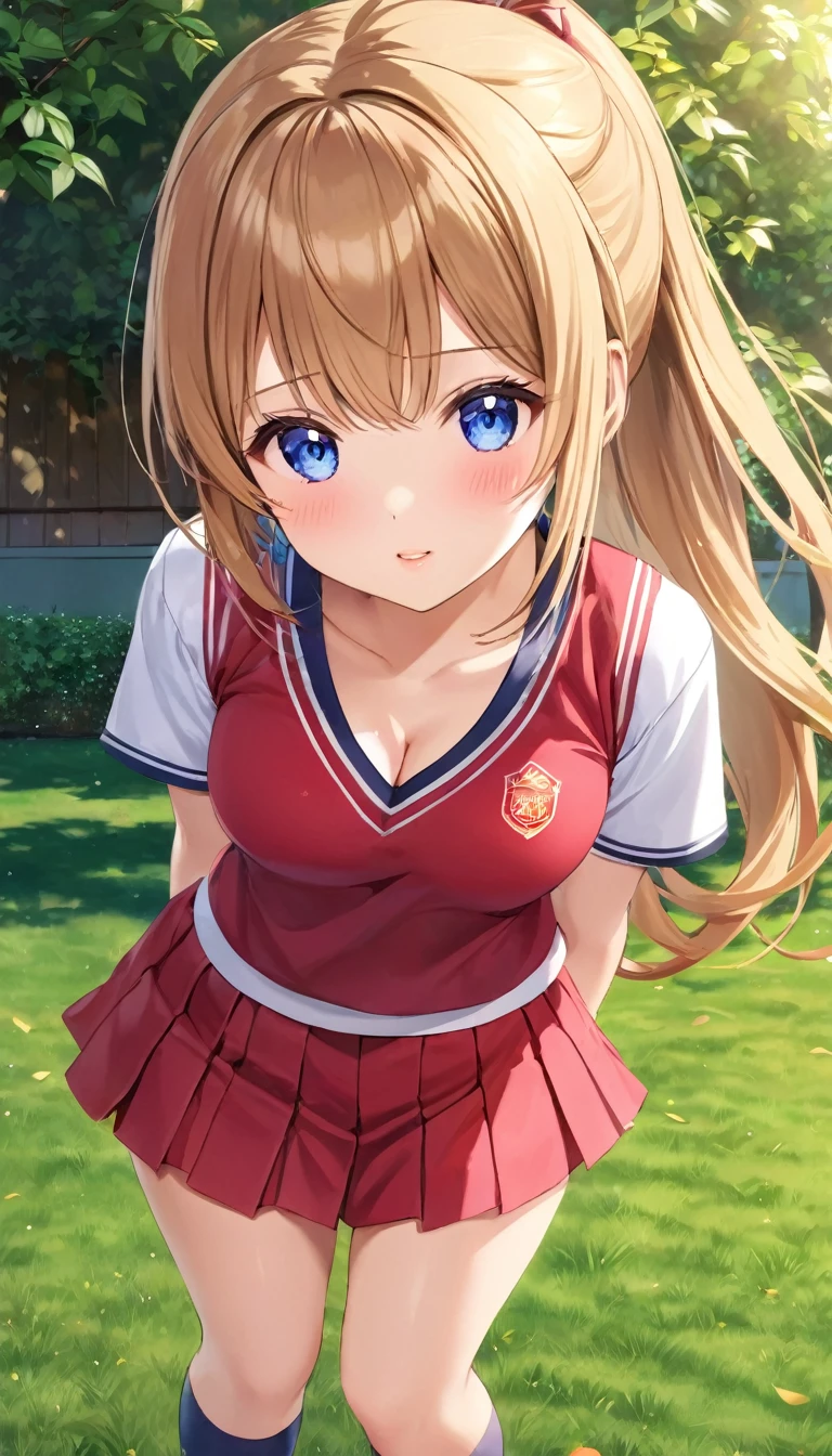 {{{{{16k,Ultra High-resolution realistic photograph of neat virgin first-year junior high school girl's in School-designated gym uniform with junior high ribbon as pretty as a actress in Grass schoolyard, She's in the first year of middle school, but she's too well developed, her cleavage tits are too beautiful, Her bra is showing through under her gym clothes, Aura of being irresistible, but a virgin}}}}},{{Extremely detailed}},{{{{{dye her cheeks flush and integrated her head pure small, thick lips, Enchanting thick gross idol's Lips}}}}},{{{{{the bang ponytail hair}}}}},{{{{{She get more attractive and smoother her body, her expression and appearance are transformed into that of a pure, Her white tits are so fluffy, and are depicted in great detail, but her sex appeal from her cleavage fills the schoolyard, her bodyline and tits and hips are getting cuter and cuter, She has been reborn as a pretty one-in-a-thousand-year girl with a sparkling aura of cuteness}}}}}