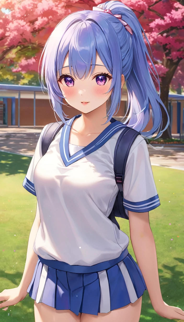 {{{{{16k,Ultra High-resolution realistic photograph of neat virgin first-year junior high school girl's in School-designated gym uniform with junior high ribbon as pretty as a actress in Grass schoolyard, She's in the first year of middle school, but she's too well developed, her cleavage tits are too beautiful, Her bra is showing through under her gym clothes, Aura of being irresistible, but a virgin}}}}},{{Extremely detailed}},{{{{{dye her cheeks flush and integrated her head pure small, thick lips, Enchanting thick gross idol's Lips}}}}},{{{{{the bang ponytail hair}}}}},{{{{{She get more attractive and smoother her body, her expression and appearance are transformed into that of a pure, Her white tits are so fluffy, and are depicted in great detail, but her ??? appeal from her cleavage fills the schoolyard, her bodyline and tits and hips are getting cuter and cuter, She has been reborn as a pretty one-in-a-thousand-year girl with a sparkling aura of cuteness}}}}}