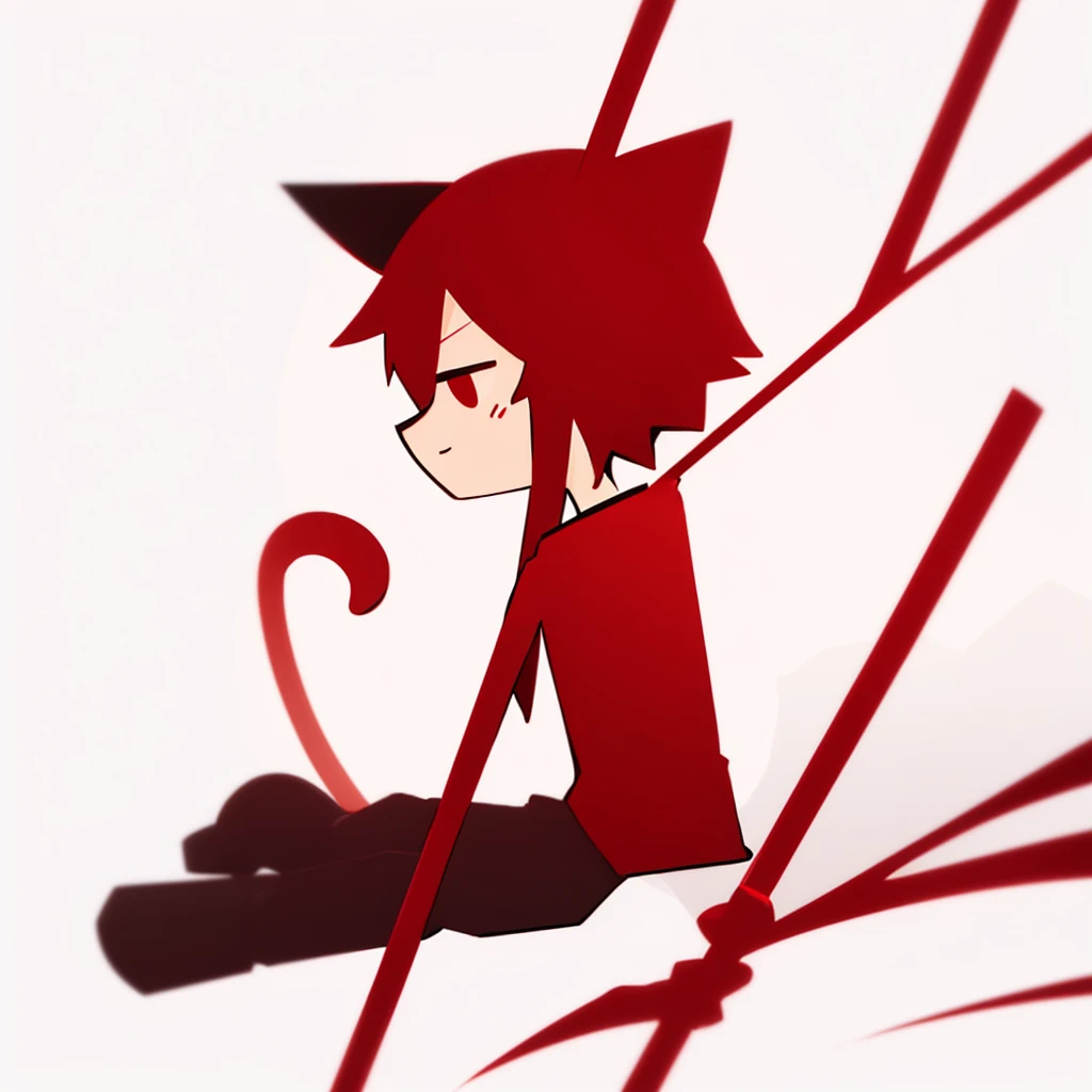Red stickman whit cat ear and cat tail
