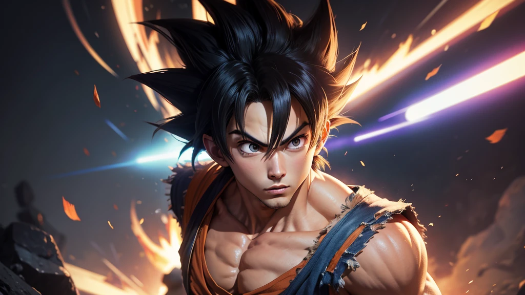 goku anime character, model this image for me without losing the similarity