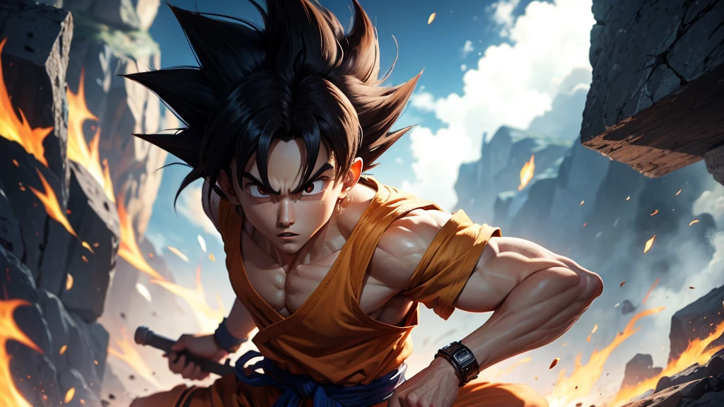 goku anime character, model this image for me without losing the similarity