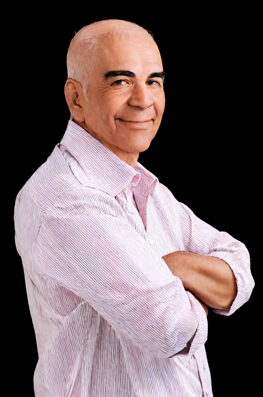 in pixar model wired man in pink shirt and tie smiling with arms crossed, Ted Nasmit, Juan Gimenez, professional profile photo, Portrait photo profissional, midle age man, george doutsiopoulos, photo of a man, medium shot from head to shoulder, Linha Yesilbas, Portrait photo profissionalgraph, a photo of a man, Sam Nasour, Portrait photo