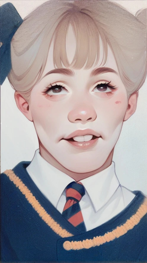 cute round eyes, cute nose, round cheeks, skin fair, double eyelid, big eyelashes