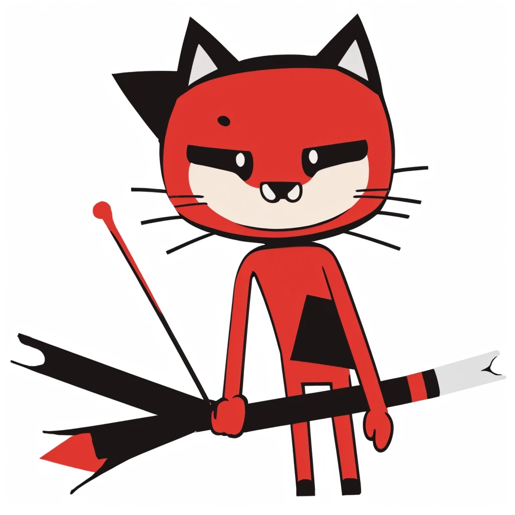 Red stickman whit cat ear and cat tail