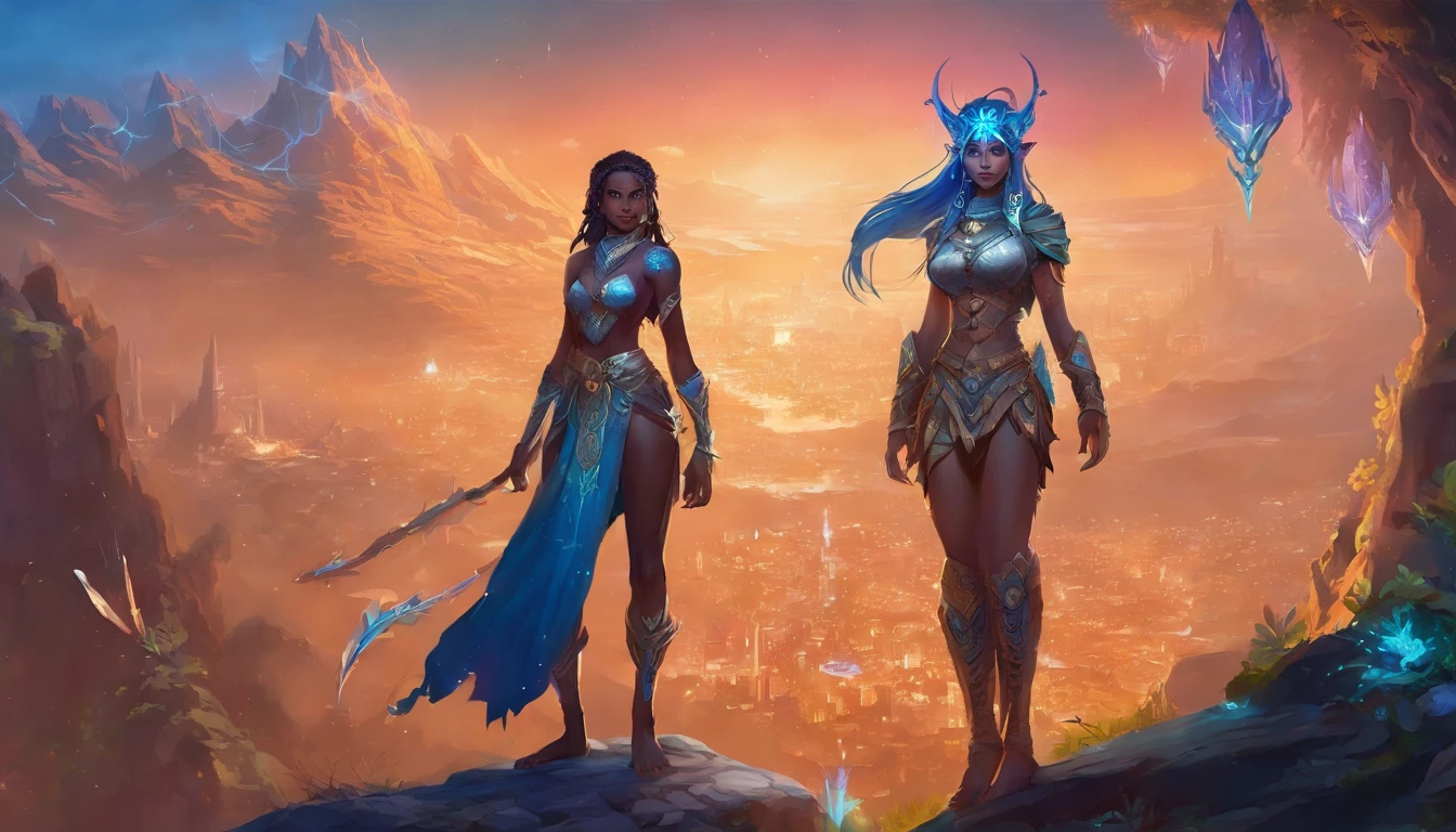 Young tantric priestess in loincloth with tattoos and percings and an iron man mask looking at the horizon on a mountain in Tibet next to a statue of Buddha at sunset with stars Ultra-realistic photo --auto