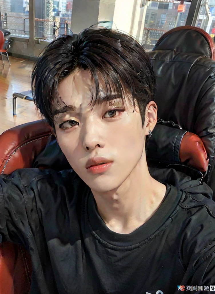 There's a man sitting in a chair with a cell phone, kim doyoung, contraction serpentine / gamer ludwig, yanjun chengt, kanliu666, hyung tae, cai xukun, heise jinyao, profile headshot, TaeJune Kim, Chen Longque, sakimichan, hong junio hyung, jung jaehyun