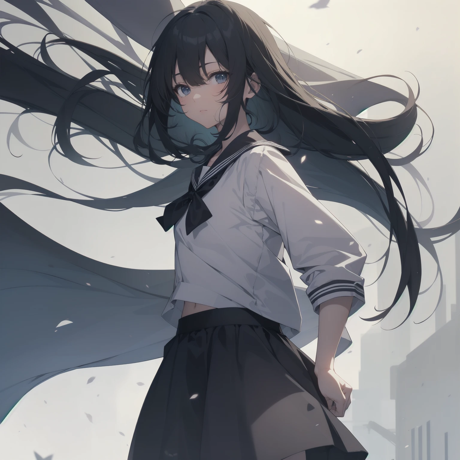 ultra-absurdres-Top quality by artist God, ultra-detailed, high resolution, anime moe artstyle, best anime 8k konachan wallpaper, pixiv contest winner, pool:2810, perfect anatomy,break, 1girl, (Please draw a girl walking sleepily to school alone. )break,(Solo,little female, 13-year-old:1.3),Full limbs, complete fingers,a junior high school student, (very short hair), short cut, flat chest, , small butt, small black eyes, beautiful detailed eyes, well-proportioned iris and pupils, expressive eyes, highres detailed hair, soft expression, salor school_uniform, sailor collar, serahuku, bow, pleated skirt,(Detailed Lighting), (Detailed background), in the School commute route. break,super detailed skin, Best cinematic lighting powered by famous artist, 8k,beauty illustration,photoshop_(medium),very aesthetic,break,((artist:mattaku_mousuke )), artist:clamp ,artist:carnelian ,artist:kantoku ,