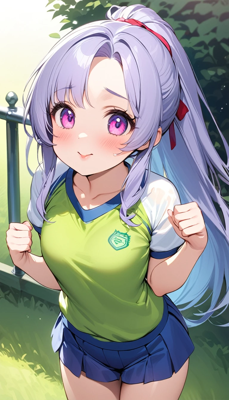 {{{{{16k,Ultra High-resolution realistic photograph of neat virgin first-year junior high school girl's in School-designated gym uniform with junior high ribbon as pretty as a actress in Grass schoolyard, She's in the first year of middle school, but she's too well developed, her cleavage tits are too beautiful, Her bra is showing through under her gym clothes, Aura of being irresistible, but a virgin}}}}},{{Extremely detailed}},{{{{{dye her cheeks flush and integrated her head pure small, thick lips, Enchanting thick gross idol's Lips}}}}},{{{{{the bang ponytail hair}}}}},{{{{{She get more attractive and smoother her body, her expression and appearance are transformed into that of a pure, Her white tits are so fluffy, and are depicted in great detail, but her sex appeal from her cleavage fills the schoolyard, her bodyline and tits and hips are getting cuter and cuter, She has been reborn as a pretty one-in-a-thousand-year girl with a sparkling aura of cuteness}}}}}