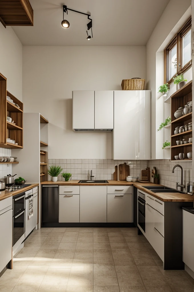 A kitchen with rice, Chicken, milk and some vegetables