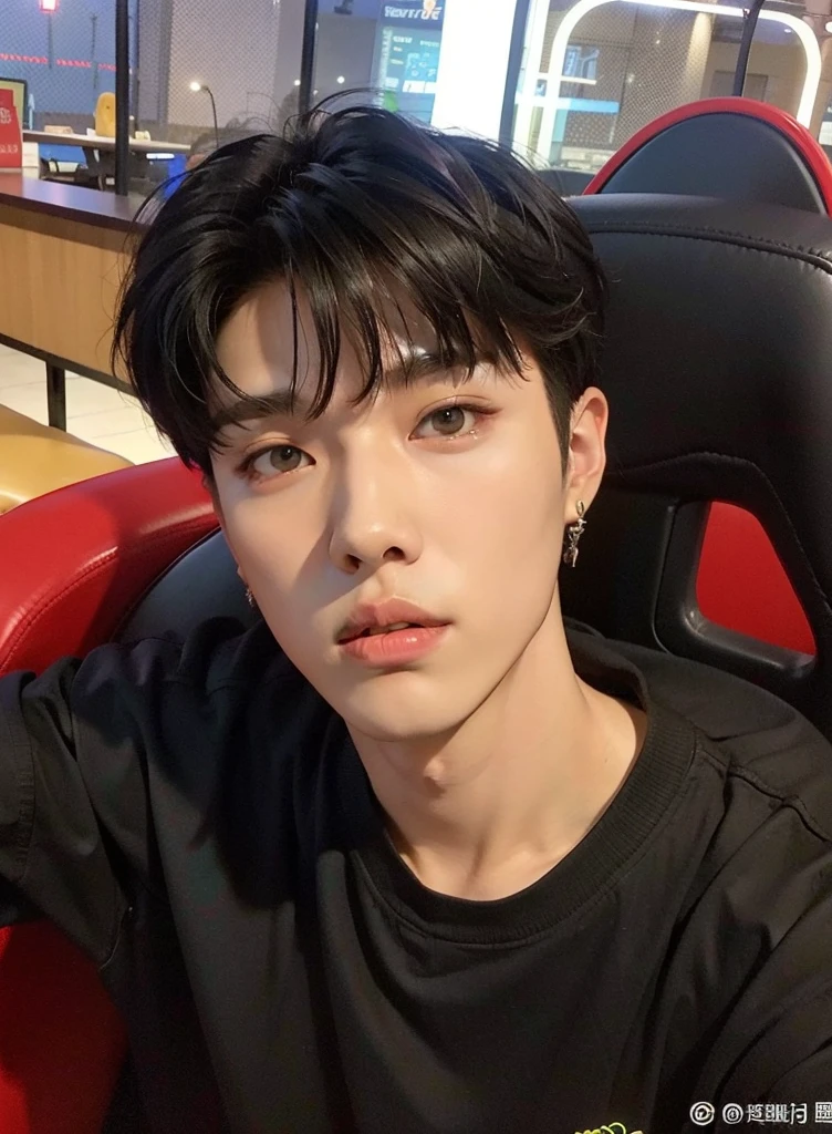 There's a man sitting in a chair with a cell phone, kim doyoung, contraction serpentine / gamer ludwig, yanjun chengt, kanliu666, hyung tae, cai xukun, heise jinyao, profile headshot, TaeJune Kim, Chen Longque, sakimichan, hong junio hyung, jung jaehyun