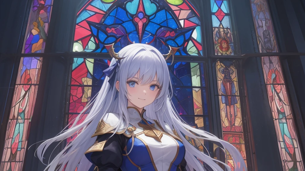 tarot
justice
axis、young woman、smile、Blue Hogow、Cathedral in the background((Stained glass))、Valentine&#39;s Chocolate、Surrounded by believers、Light tones、Gothic style、Decorative edging design。
,Add_Details:1, Add_Details:0, Add_Details:0.5