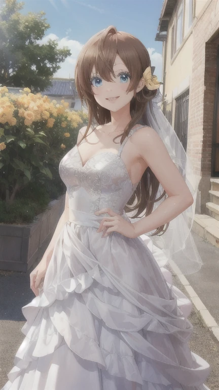 arihara,1girl,solo,wedding_dress,looking_at_viewer,posing,