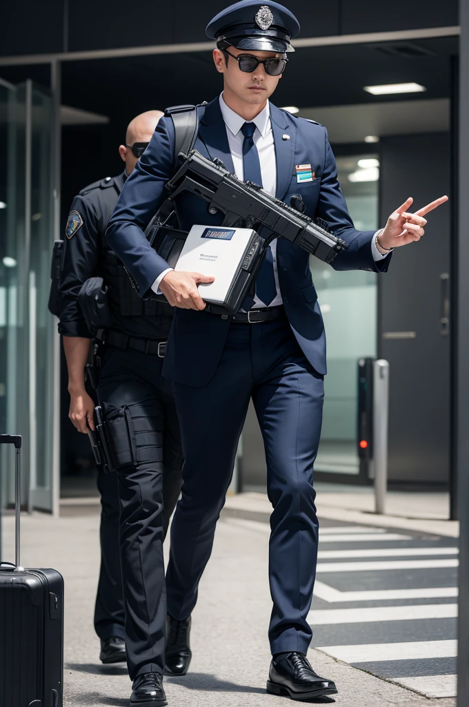 special police agent holding a suitcase