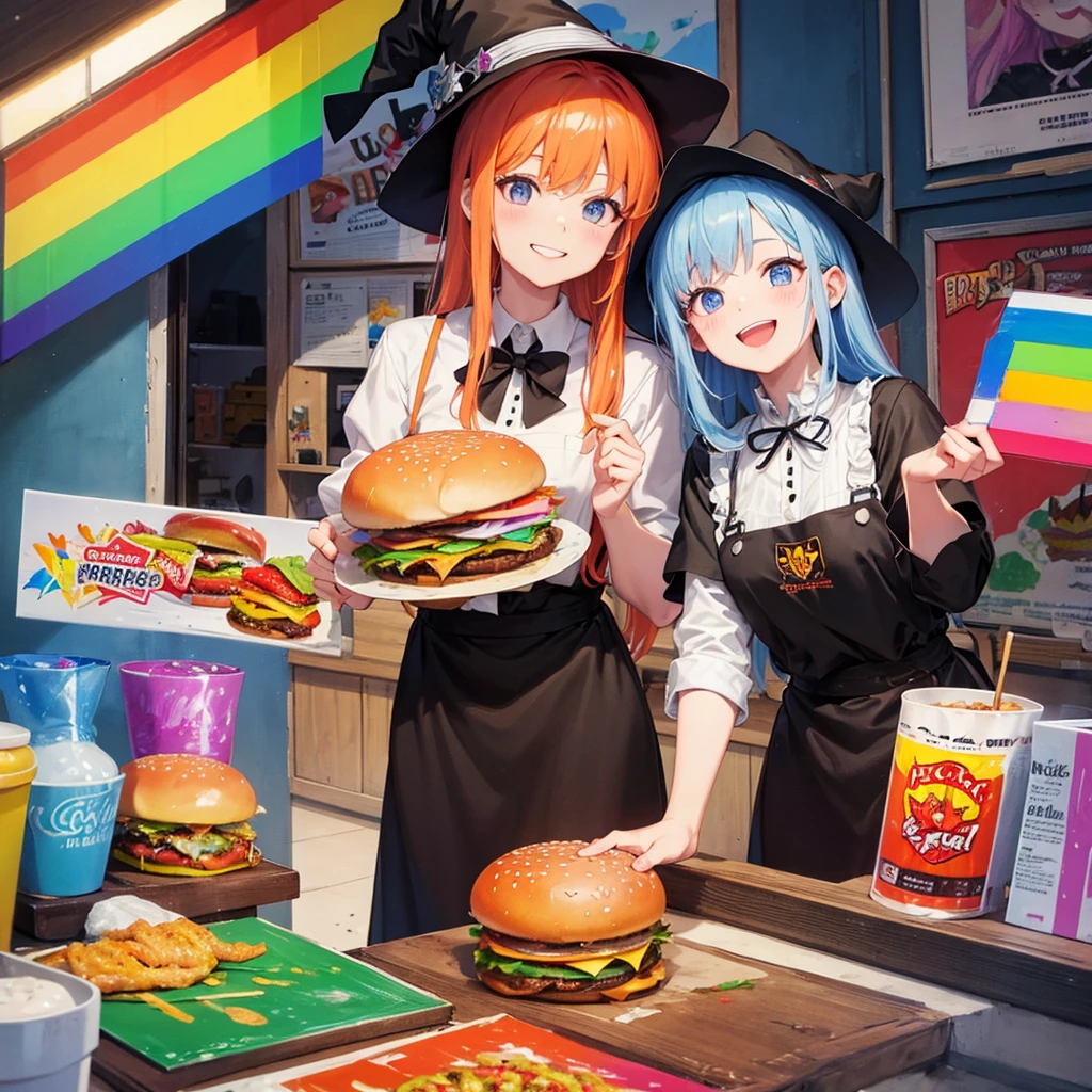 witch(Art room Painting on canvas(Burger Shop Rainbow colors)smile)Poster