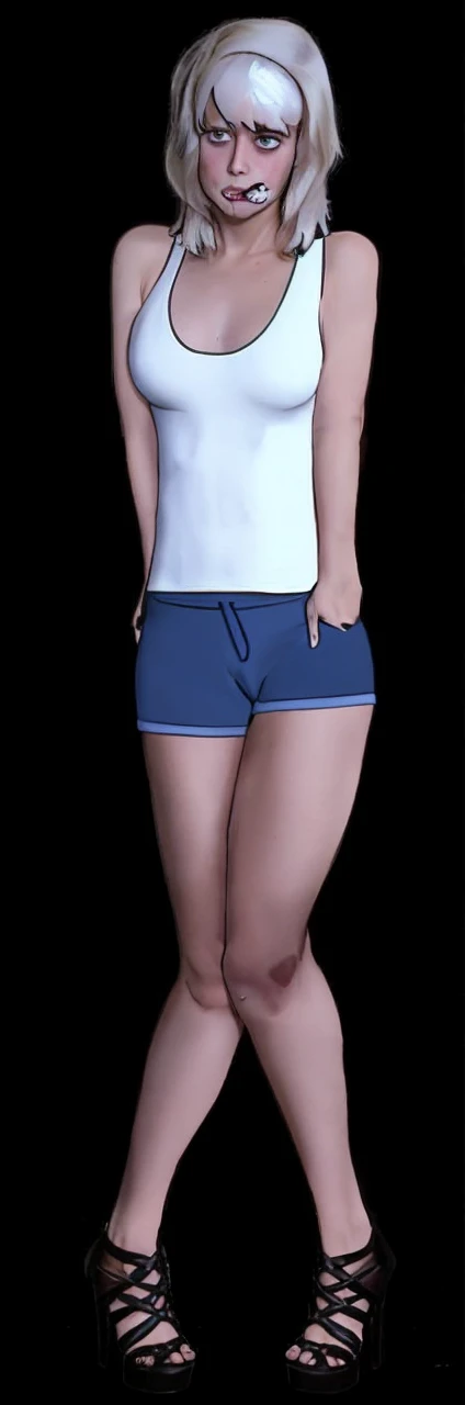 Pee holding her grotch