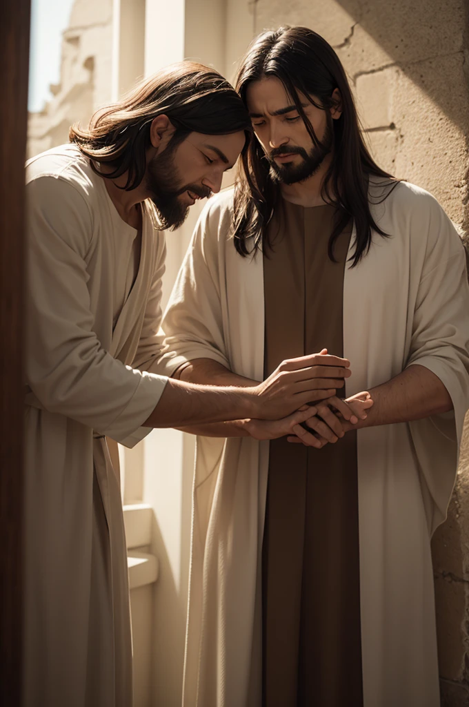 Create Jesus and a blind man after being healed 