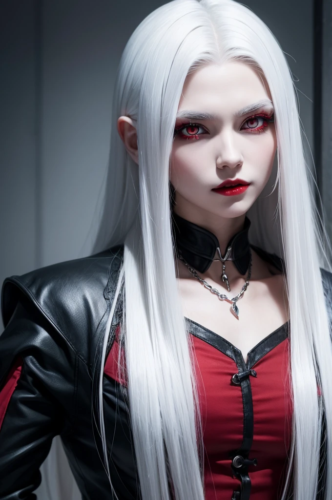 Vampire with white hair and red eyes 
