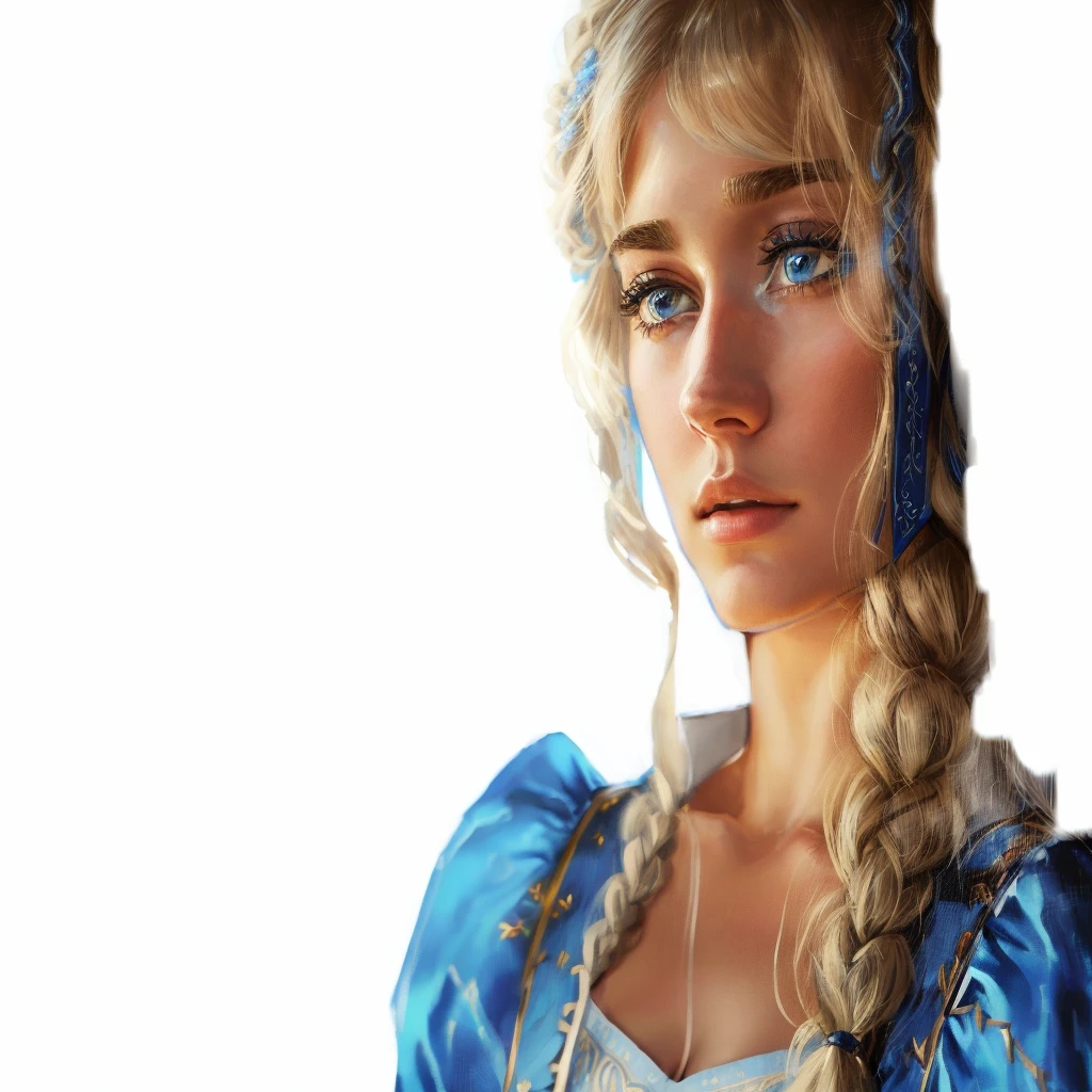 blonde woman in blue dress with braided hair and blue dress, imogen poots d&paladin, imogen poots paladin, Karol behind uhd, imogen poots como paladin sagrado, realistic renaissance portrait, imogen poots como paladin, Hyper-Realism. fantasy 4k, imogen poots as ad&paladin