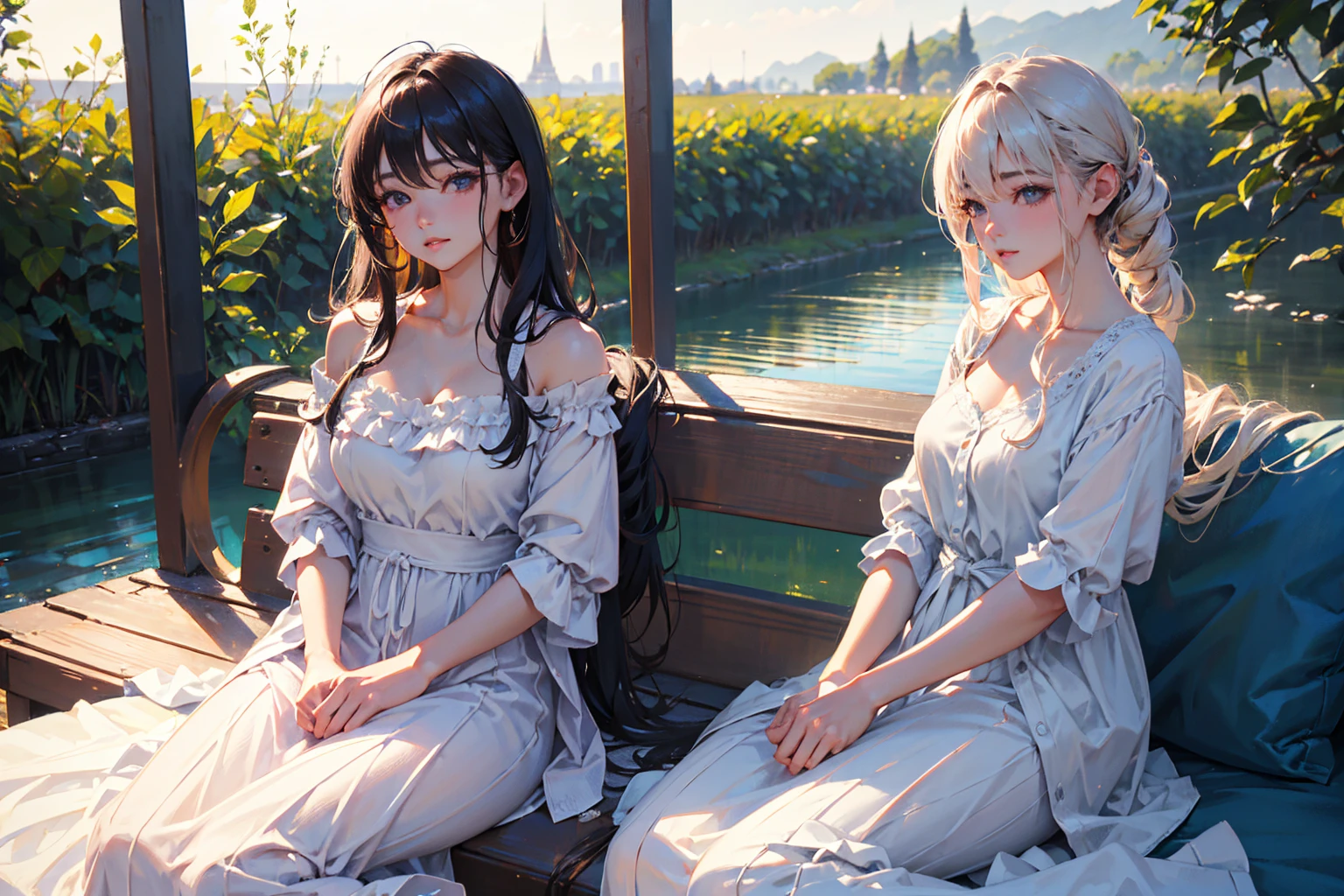 Photorealistic、Highest quality、Highest Resolution、Highest quality、8K、1人のBeautiful woman、Beautiful woman、Beautiful woman、morning、In the bet、Looks sleepy、Just woke up、