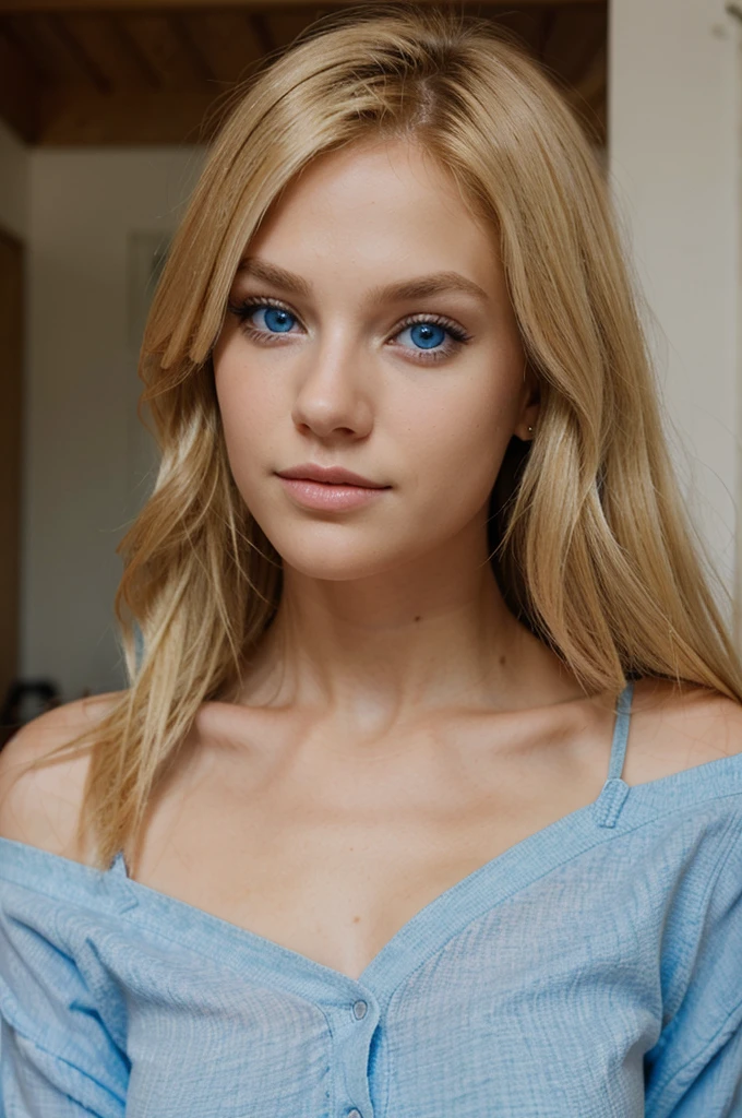 create a blonde friend with blue eyes for me