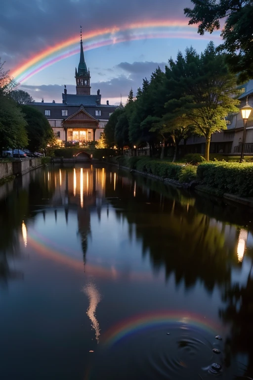 real、rainbow、Fantasy、null、puddle、reflection、evening